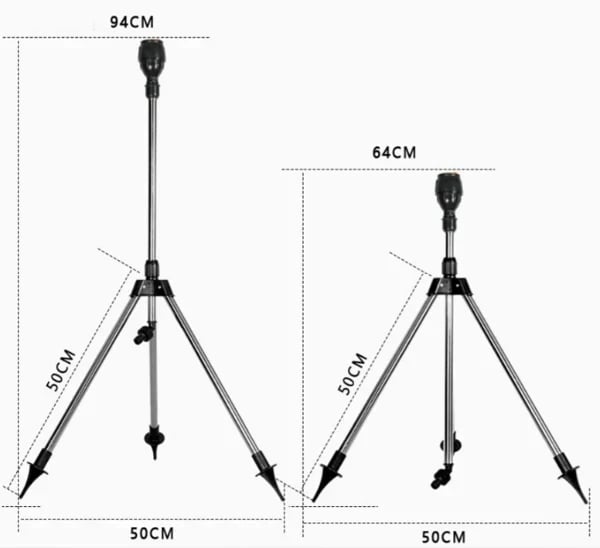 Rotating Tripod Sprinkler – 360° Adjustable Coverage - 50% OFF