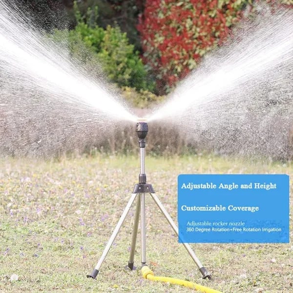 Rotating Tripod Sprinkler – 360° Adjustable Coverage - 50% OFF