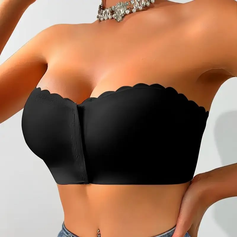 Seamless Front Closure Strapless Bandeau Bra – Invisible Comfort, Visible Confidence - 1+1 FREE