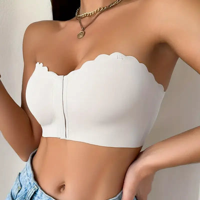 Seamless Front Closure Strapless Bandeau Bra – Invisible Comfort, Visible Confidence - 1+1 FREE