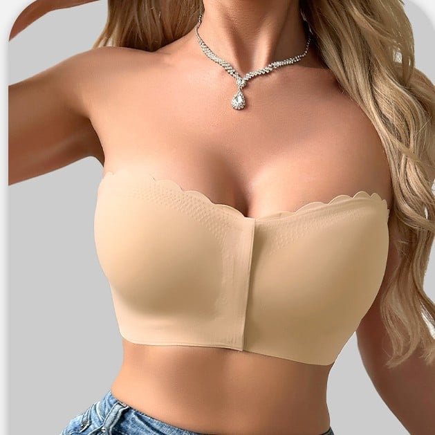 Seamless Front Closure Strapless Bandeau Bra – Invisible Comfort, Visible Confidence - 1+1 FREE